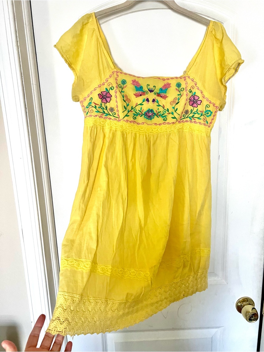 Raviya Yellow Embroidered Mini Dress